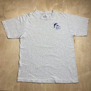 Vintage TeeJays Hawaii Maui Size Large Striped 90's T-Shirt Whale Animal Travel